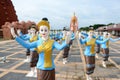 Statues of women dancers in the procession of Boon Bang Fai bamboo rocket Festival