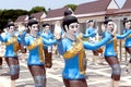 Statues of women dancers in the procession of Boon Bang Fai bamboo rocket Festival, Yasothon, Thailand