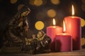 Statuette of baby Jesus with Mary on table Royalty Free Stock Photo