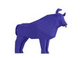 Statuette of a simplified polygonal Blue Stylized Bull, folded paper animal figurine, a symbol of the new year 2021 Royalty Free Stock Photo