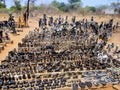 Statuettes carved from stone, marketplace Victoria Falls, Zimbabwe