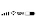 Status bar icon on white background. mobile phone system sign. flat style. wifi signal strength symbol. battery charge level logo