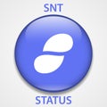 Status Coin cryptocurrency blockchain icon. Virtual electronic, internet money or cryptocoin symbol, logo