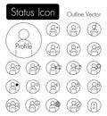 Status icon . Person icon with many status and text