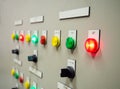 Status indicator light and selective switch of Auto-Manual on electrical control panel Royalty Free Stock Photo