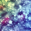 Christmas holidays, Merry christmas, star shines, snow flakes Christmas balls blur stars blurry snow flakes Royalty Free Stock Photo