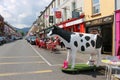 Statute of a black and white spotted cow, Dingle, Ireland.