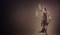 Statute of Justice. Bronze statue Lady Justice holding scales an