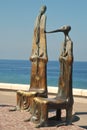 Statutes on the MalecÃÂ³n in Puerto Vallarta Royalty Free Stock Photo