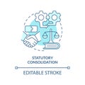 Statutory consolidation turquoise concept icon