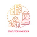 Statutory merger red gradient concept icon