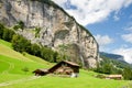 Staubbach valley with chalet in front - Lauterbrunen, Switzerland