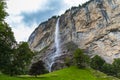 Staubbachfall waterfall in Lauterbrunnen valley