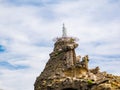 Staute of Virgin Mary at the Rocher de la Vierge, Biarrtiz, Basque Country