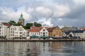 Stavanger, Norway - July 31st 2016: the inner harbour of the port of Stavanger, under a threatening sky. Royalty Free Stock Photo