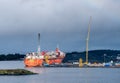 Oil rig construction ship in Stavanger Harbor