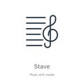 Stave icon. Thin linear stave outline icon isolated on white background from music and media collection. Line vector sign, symbol