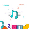 Stave, musical notes filled line icon, simple illustration Royalty Free Stock Photo