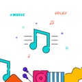 Stave, musical notes filled line icon, simple illustration