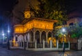 Stavropoleos monastery,St. Michael and Gabriel church in Bucharest,Romania during night...IMAGE Royalty Free Stock Photo