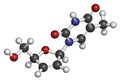 Stavudine d4T HIV drug molecule. Thymidine analog that blocks reverse-transcriptase. Royalty Free Stock Photo