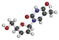 Stavudine d4T HIV drug molecule. Thymidine analog that blocks reverse-transcriptase.