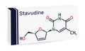Stavudine, d4T molecule. It is dideoxynucleoside used in the treatment of HIV infection and acquired immunodeficiency syndrome