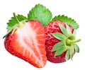 Stawberry and a half of berry. Royalty Free Stock Photo