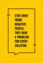 Stay Away From Negative People. They Have A Problem For Every Solution. Creative Motivation Quote. Inspiration Concept.