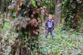 Stay close to nature. Little boy enjoy nature play. Little boy have fun in woods. Growing up green. Its about playing Royalty Free Stock Photo