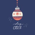 Stay cozy message flat greeting card template