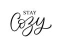 STAY COZY text. Printable graphic tee. Design stay cozy for print. Vector illustration.