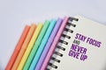 \'Stay focus and never give up\' quote