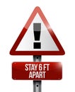 Stay 6ft apart warning street sign Royalty Free Stock Photo