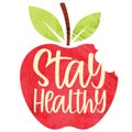 Stay Healthy typography and apple graphic