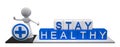 Stay healthy word cube with chess figure and healt symbol