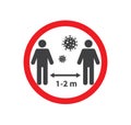 Social distancing icon. Keep the 1-2 meter distance. Coronovirus epidemic protective.