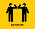 Elbow bump. People greeting without hands. Vector illustration