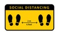 Social distancing. Footprint sign. Keep the 2 meter distance. Coronovirus epidemic protective. Vector