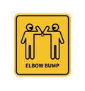 Elbow bump. People greeting without hands. Vector