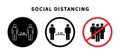 Social distancing icon. Keep the 2 meter distance. Avoid crowds. Coronovirus epidemic protective. Vector Royalty Free Stock Photo