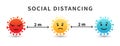 Social distancing. Emoji coronavirus. Keep the 2 meter distance. Coronovirus epidemic protective. Vector