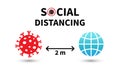 Social distancing. Emoji coronavirus. Keep the 2 meter distance. Coronovirus epidemic protective. Vector