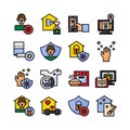 Stay at home icon set