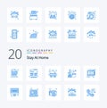 20 Stay At Home Blue Color icon Pack like retro home delivery cleaning stay