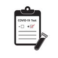 Coronavirus test icon. Medical test tubes with blood sample for covid-19. Positive test result. Vector Royalty Free Stock Photo