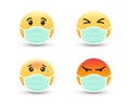 Emoji wearing a protective medical mask. Mask for protect Coronavirus and pollution. Vector