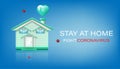 Stay at home for fight pandemic flu coronavirus or covid 19 outbreak concept. Home isolated on background. Vector illustration Royalty Free Stock Photo