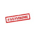 Stay home hashtag red rubber stamp vector