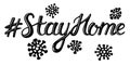 Stay home hashtag sign vector